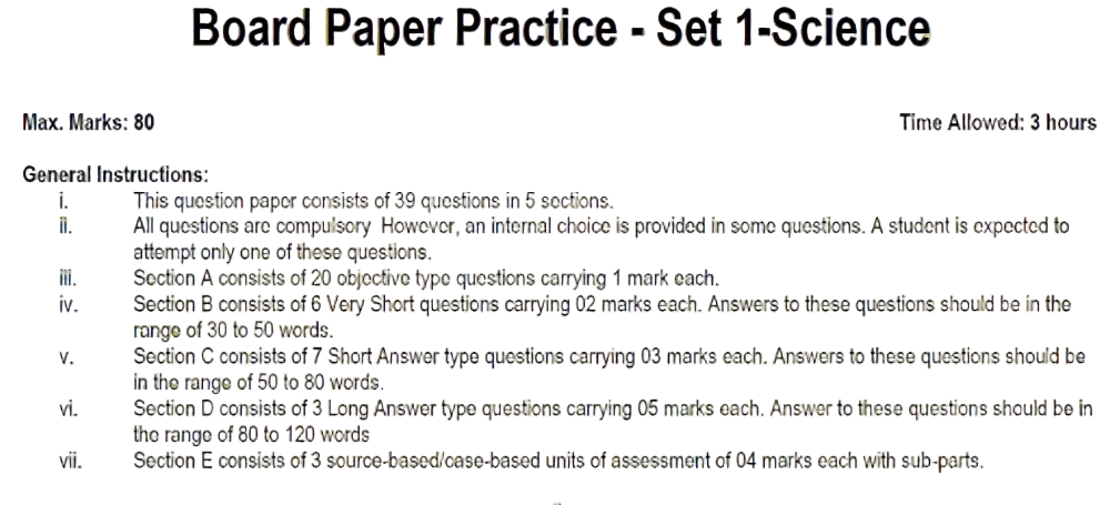 Exam simulation (Science)