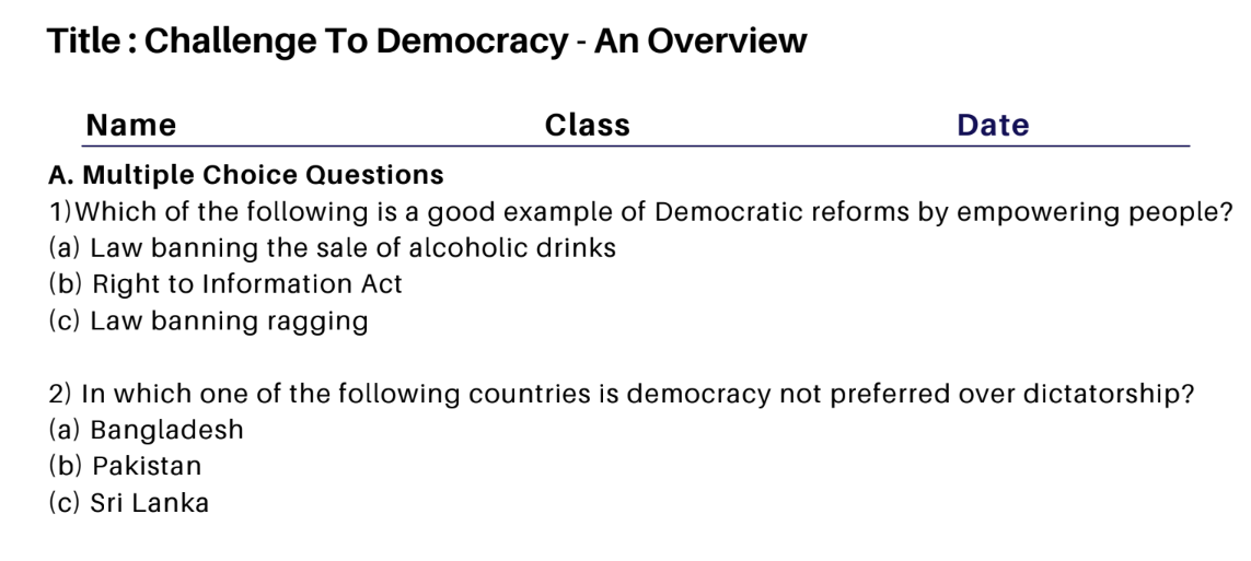 Challenge To Democracy - An Overview