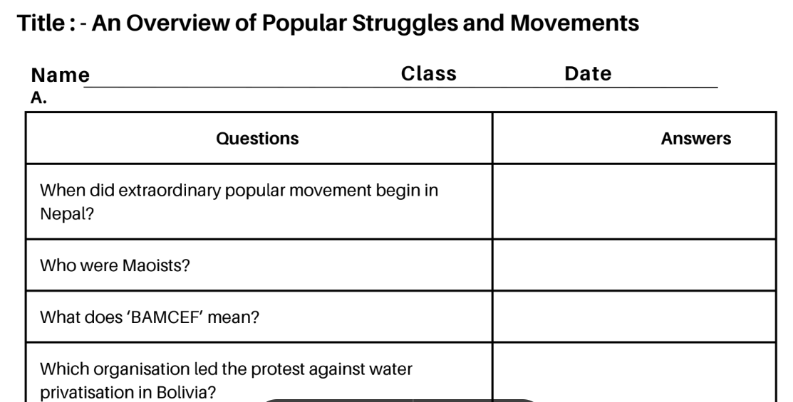 An Overview of Popular Struggles and Movements