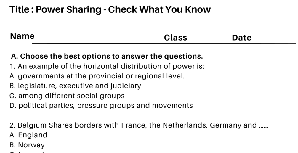 Power Sharing - Check What You Know
