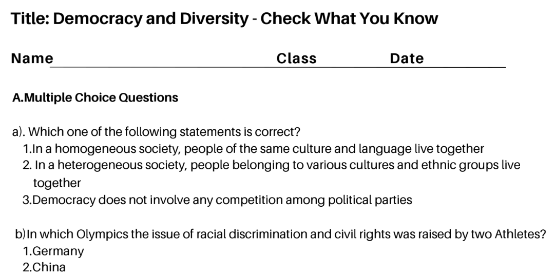 Democracy and Diversity - Check What You Know