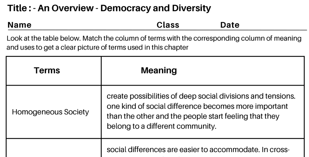 An Overview - Democracy and Diversity
