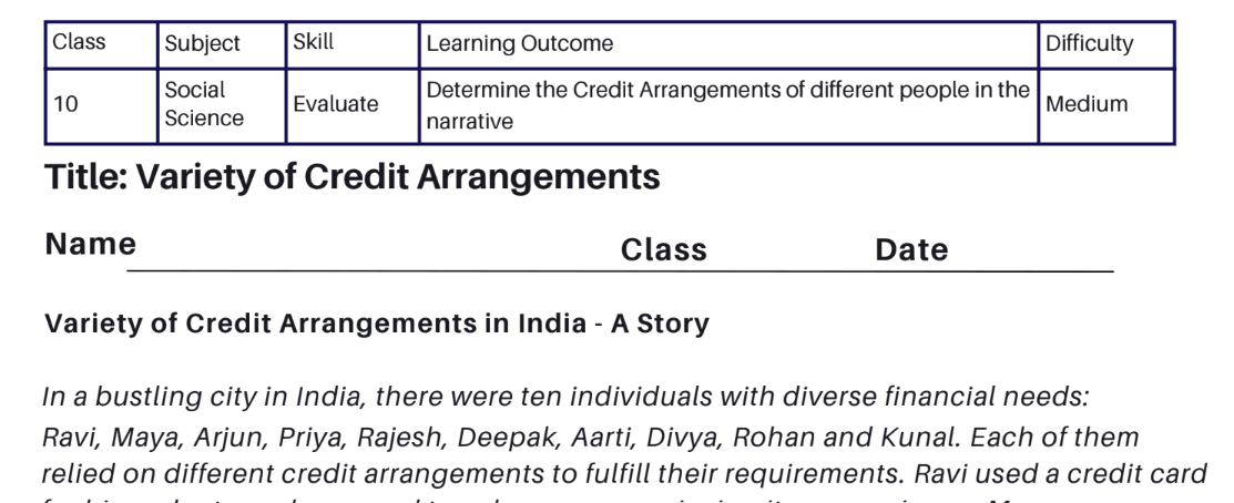 Variety of Credit Arrangements