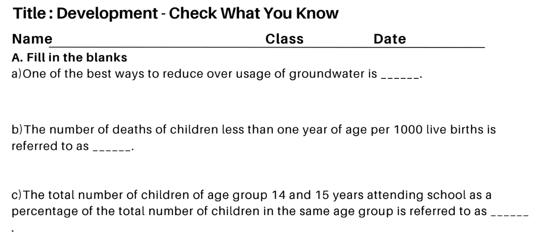 Development - Check What You Know