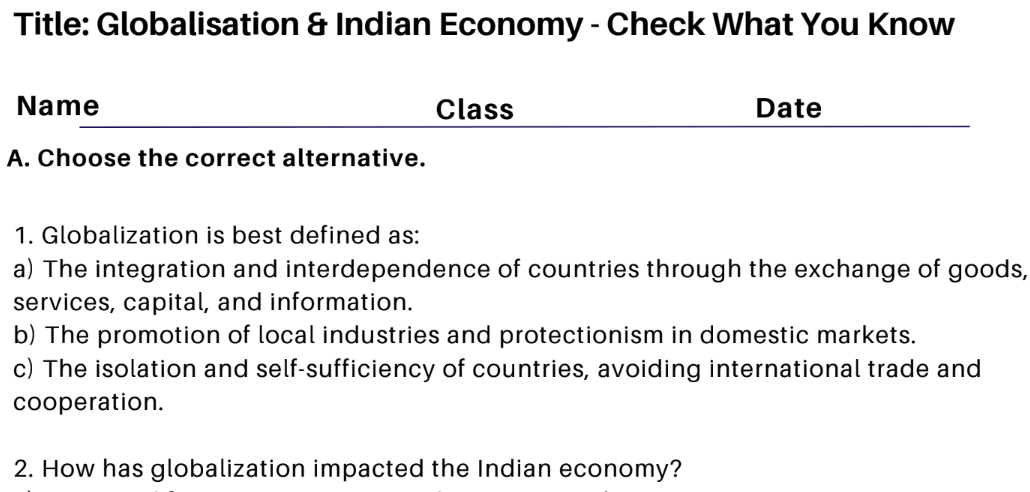 Globalisation & Indian Economy - Check What You Know