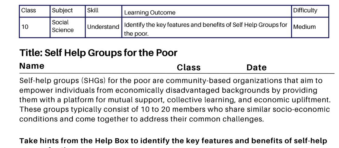 Self Help Groups for the Poor