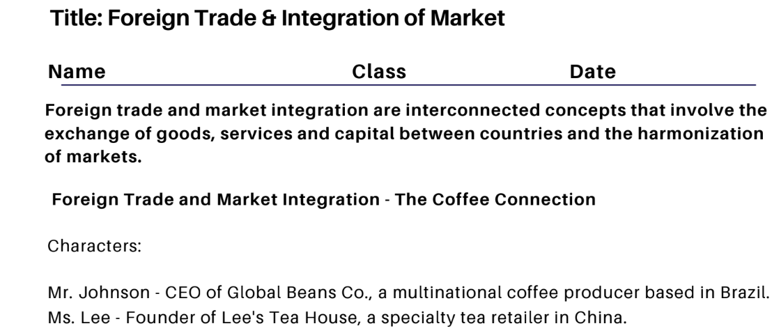 Foreign Trade & Integration of Market