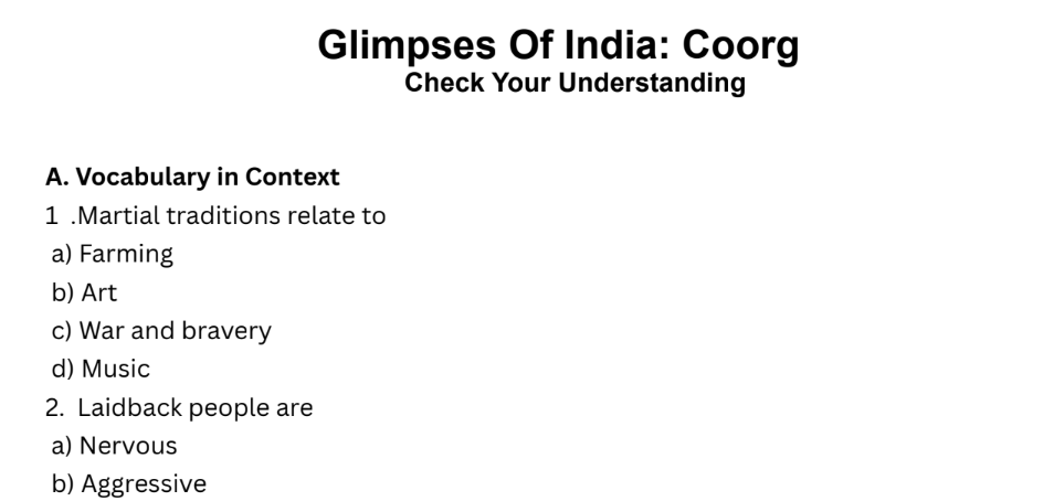 Glimpses Of India: Coorg