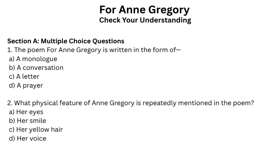 For Anne Gregory
