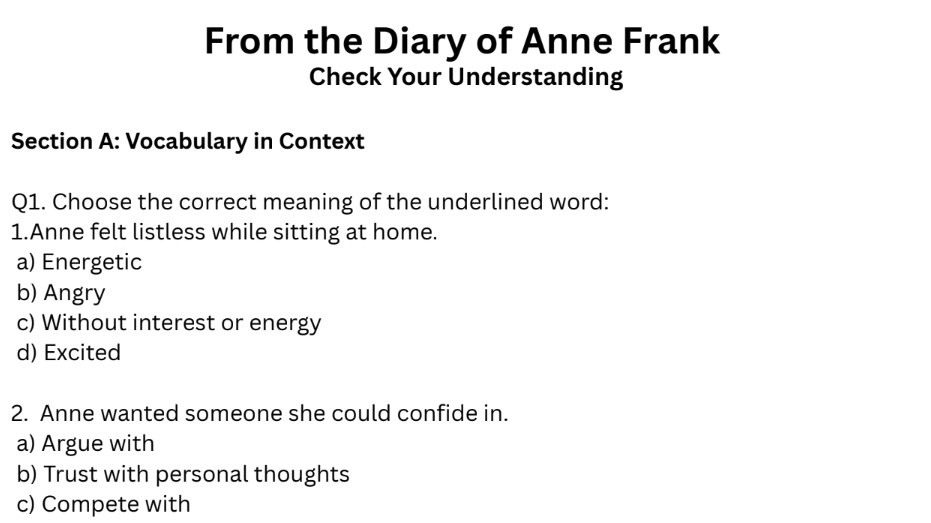 From the Diary of Anne Frank