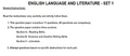 ENGLISH LANGUAGE AND LITERATURE - SET 1