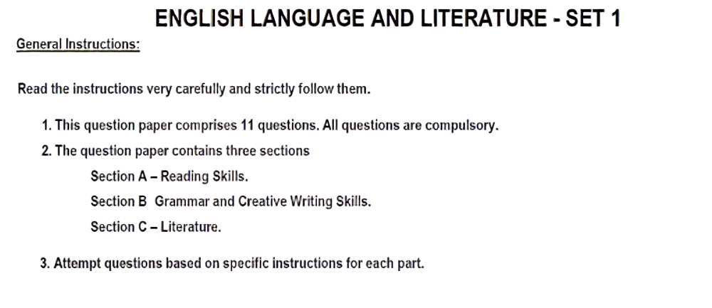 ENGLISH LANGUAGE AND LITERATURE - SET 1