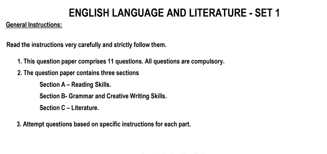ENGLISH LANGUAGE AND LITERATURE - SET 1