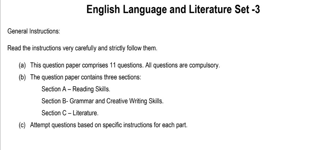 English Language and Literature Set -3