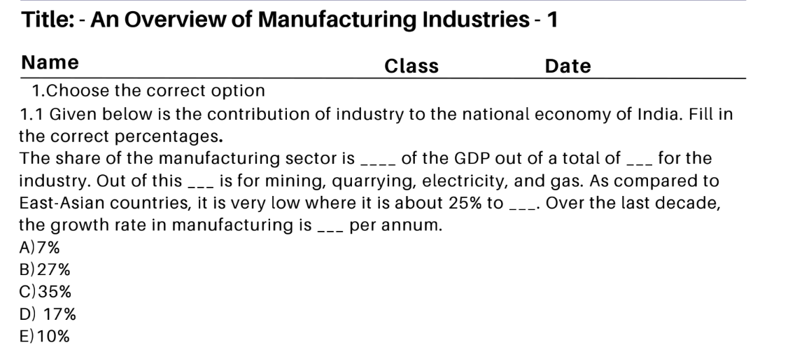 An Overview of Manufacturing Industries - 1