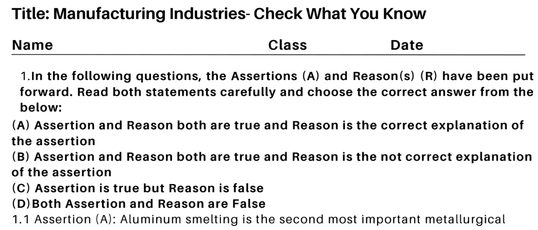 Manufacturing Industries- Check What You Know