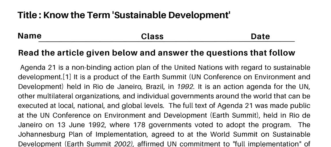 Know the Term 'Sustainable Development'