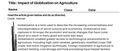 Impact of Globlization on Agriculture