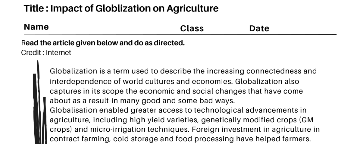 Impact of Globlization on Agriculture