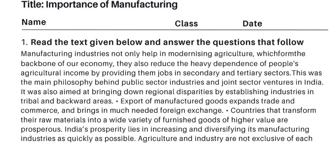 Importance of Manufacturing