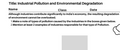 Industrial Pollution and Environmental Degradation