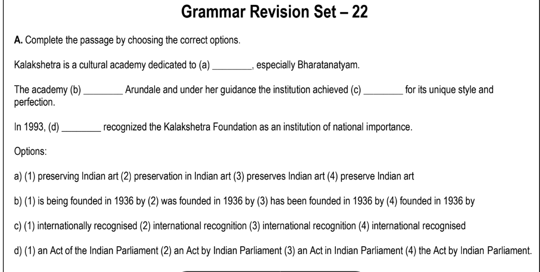 Grammar Revision Set – 22