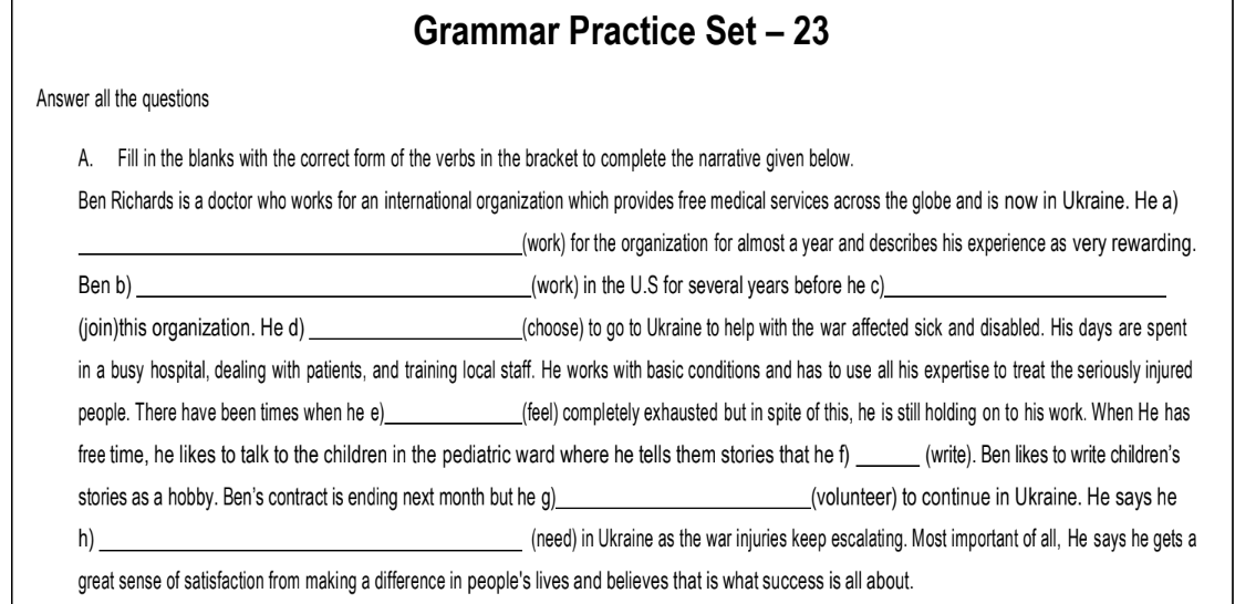 Grammar Practice Set – 23
