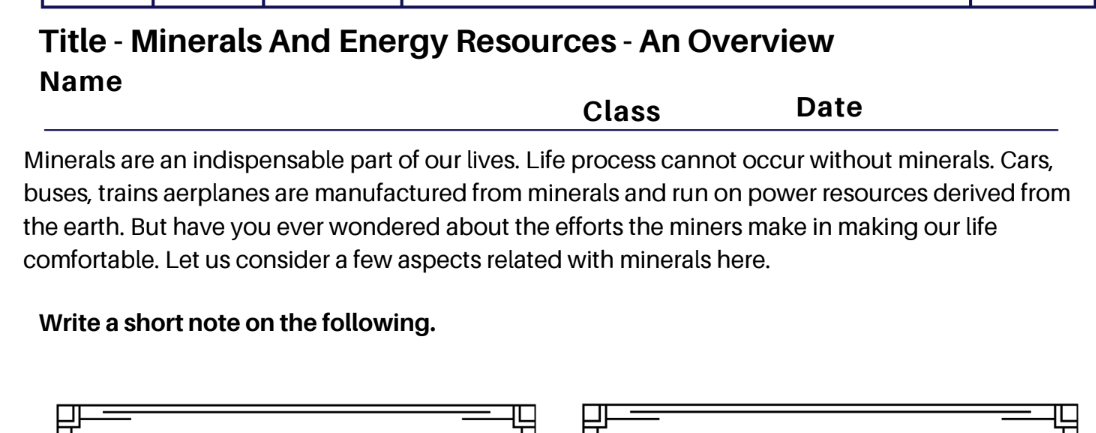 Minerals And Energy Resources - An Overview
