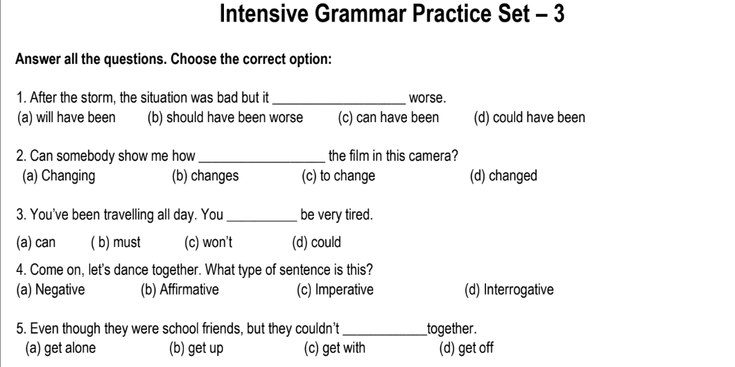 Intensive Grammar Practice Set – 3