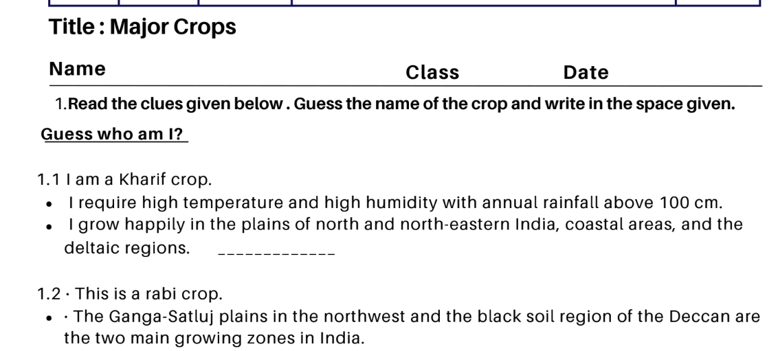 Major Crops