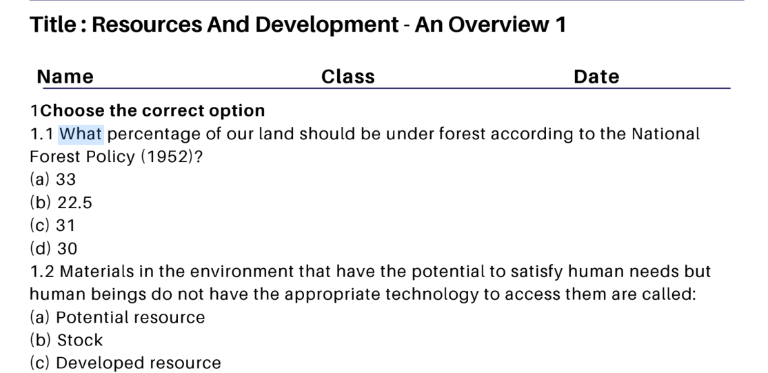 Resources And Development - An Overview 1