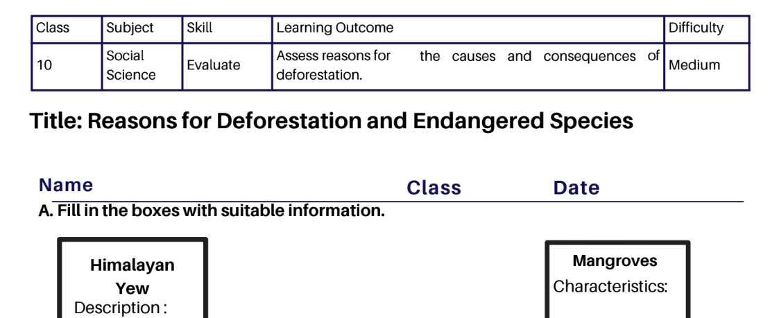 Reasons for Deforestation and Endangered Species
