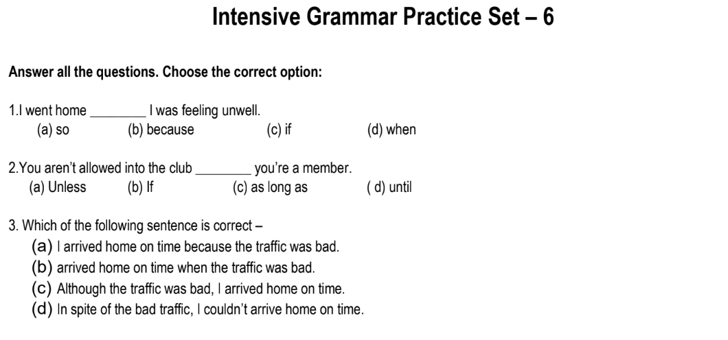 Intensive Grammar Practice Set – 6