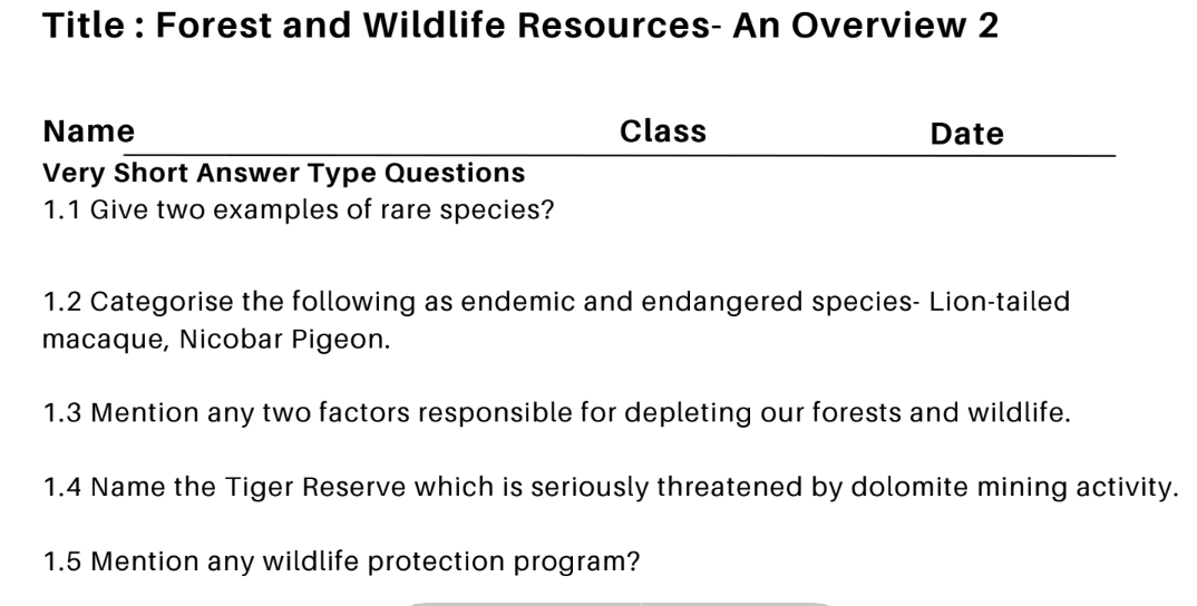 Forest and Wildlife Resources- An Overview 2