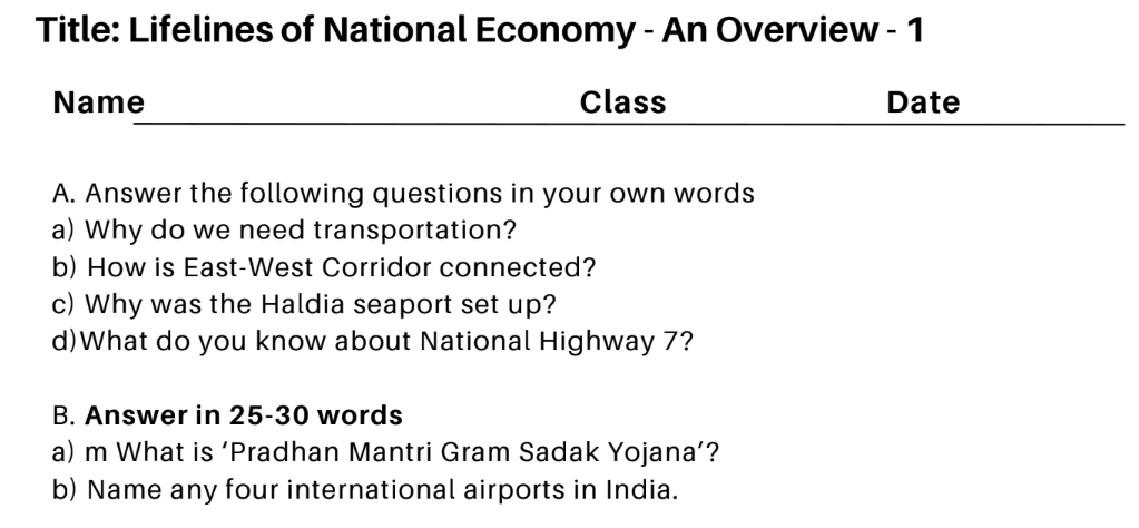 Lifelines of National Economy - An Overview - 1