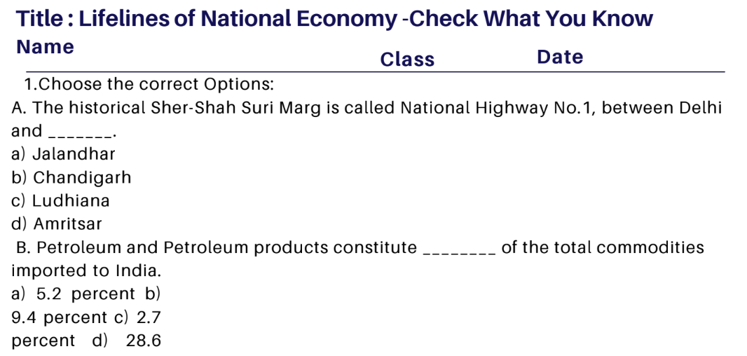 Lifelines of National Economy -Check What You Know