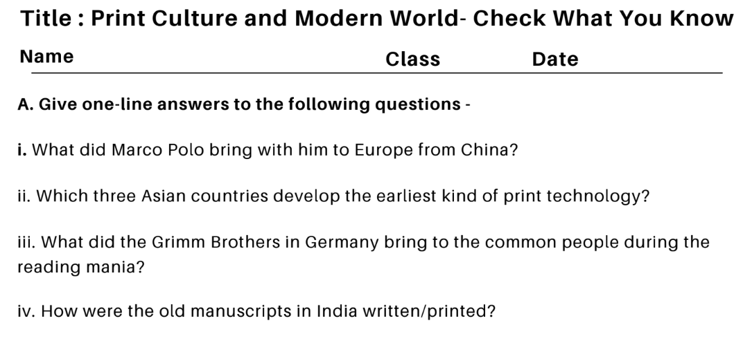 Print Culture and Modern World- Check What You Know