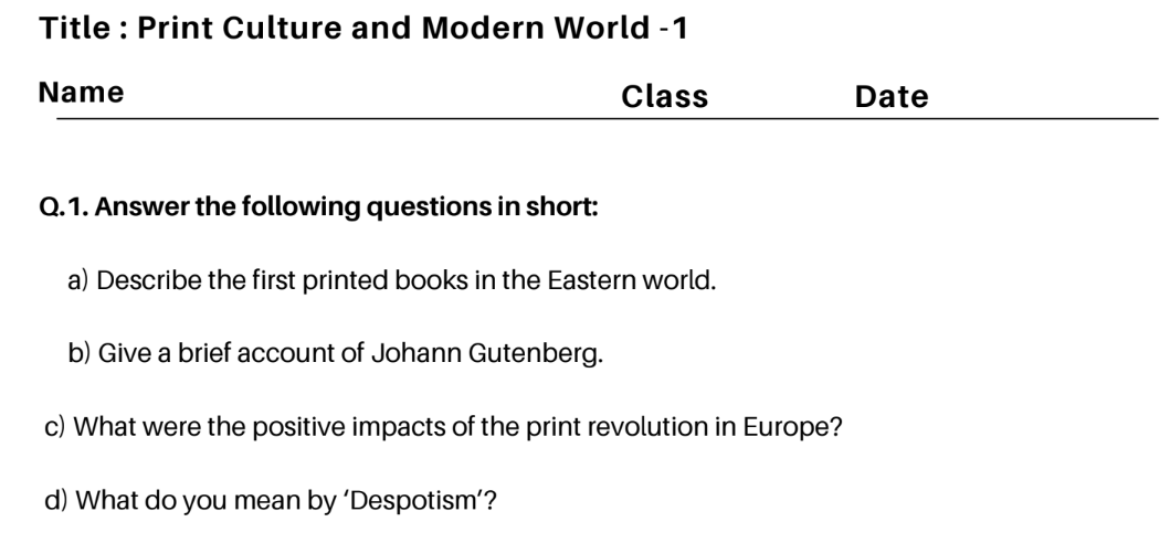 Print Culture and Modern World -1