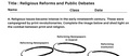 Religious Reforms and Public Debates