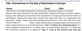 Romanticism & The Rise of Nationalism in Europe
