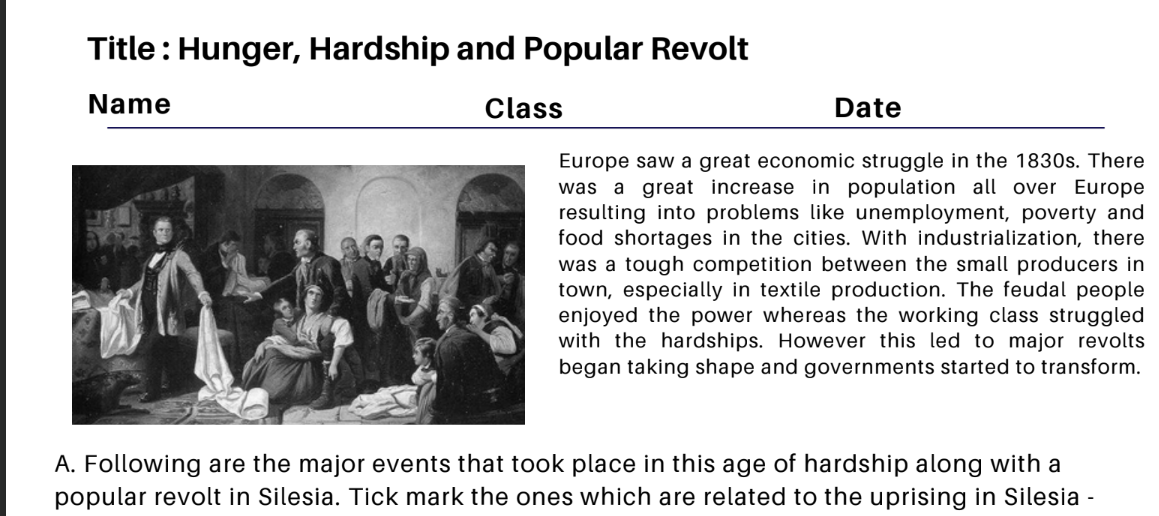 Hunger, Hardship and Popular Revolt