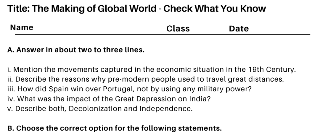 The Making of Global World - Check What You Know