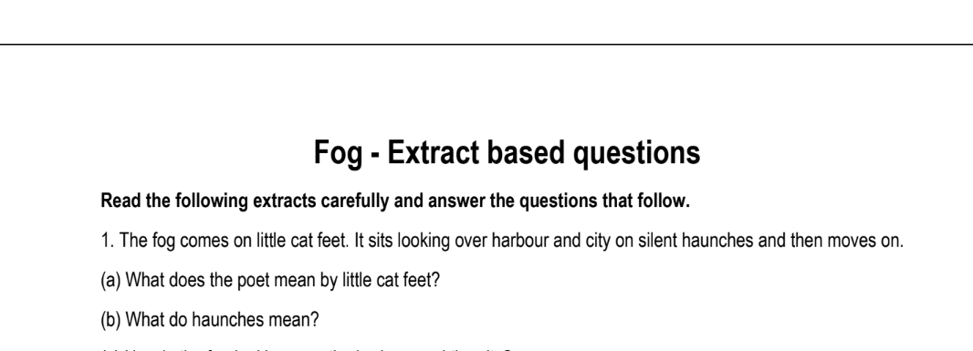 Fog - Extract based questions
