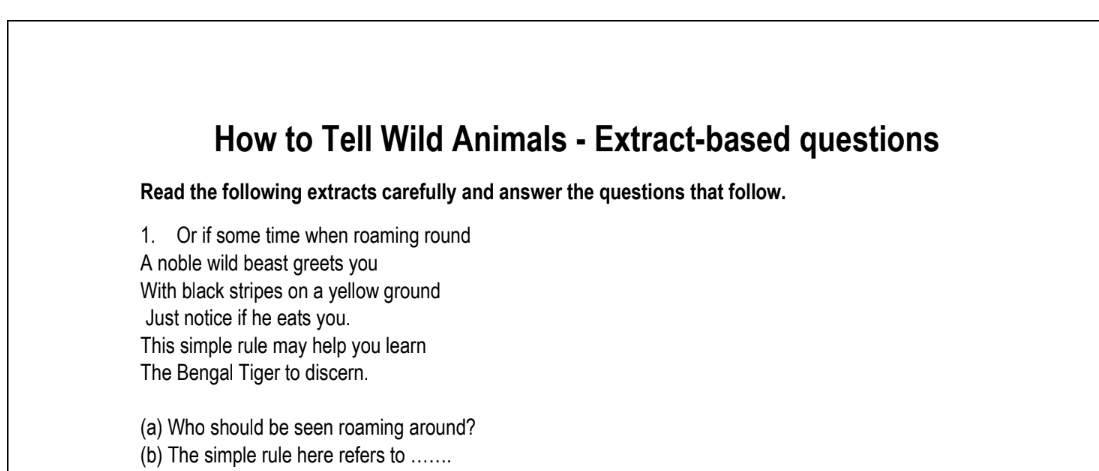 How to Tell Wild Animals - Extract-based questions