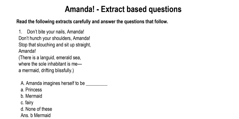 Amanda! - Extract based questions