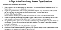 A Tiger in the Zoo - Long Answer Type Questions
