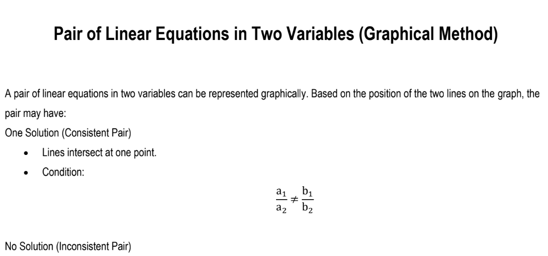 Pair of Linear Equations in Two Variables (Graphical Method)