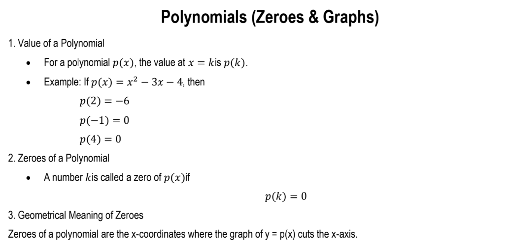 Polynomials (Zeroes & Graphs)