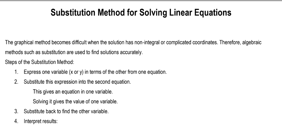 Substitution Method for Solving Linear Equations