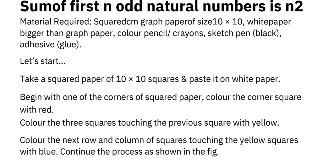 Sum of first n odd natural numbers is n2